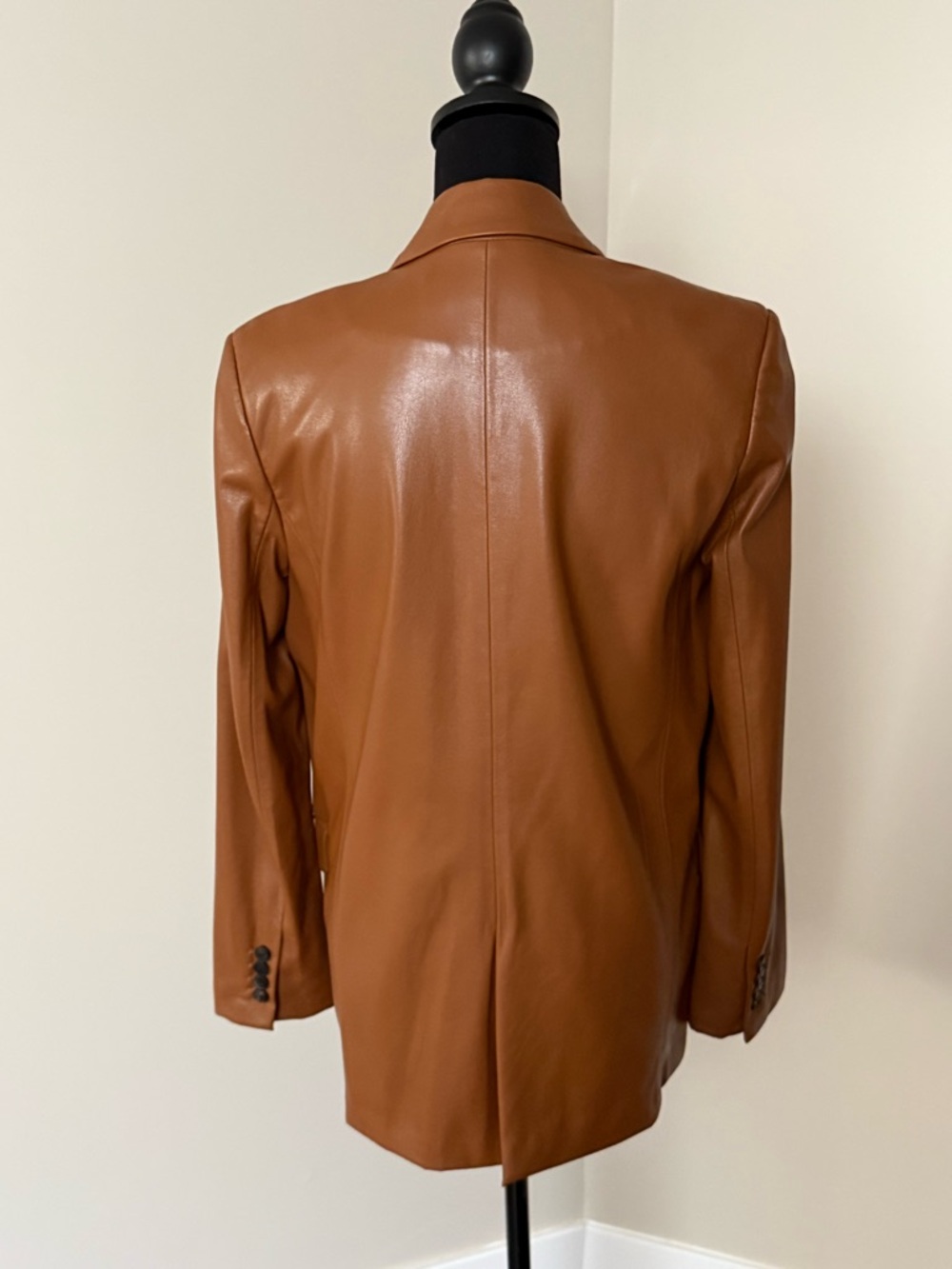 Zara Cognac Faux Leather Single-Button Blazer - Picture 4 of 8
